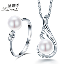 2019 nueva llegada anillo colgante de ala de compromiso dainaf perla de agua dulce blanca, rosa, púrpura con colgante de plata de ley 925 2024 - compra barato
