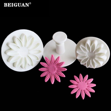 3 Pcs/set Veined Sunflower Daisy Gerbera Flower Fondant Cake Cookie Plunger Cutter 2024 - buy cheap