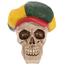 Смола череп орнамент Rasta шляпу Скелет керамическая фигурка ужас, черепа статуя растафарианской Цвета Ямайка Скелет Фигурка Статуи 2024 - купить недорого