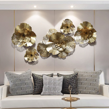 Modern Wrought Iron 3D Wall Hanging Gold Flower Wall Mural Decoration Home Livingroom Crafts Hotel Porch Wall Sticker Ornaments 2024 - buy cheap