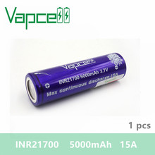 Free shipping 1pcs Vapcell INR 21700 battery 5000mAh 15A meet the technological requiment rechargeable battery smoke E-CIG 2024 - buy cheap