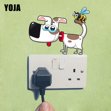 YOJA Dog And Bee Play Wall Sticker PVC Colour Switch Decal Children Home Decor  12ss0316 2024 - buy cheap