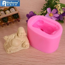 Molde de silicona de Buda de risa 3D para laboratorio, molde de arcilla de silicona para decoración de pasteles, velas de pastelería de mano con molde de silicona 2024 - compra barato
