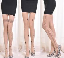 KL89-medias con estampado de tatuaje falso para mujer, medias con lunares, varios patrones, pantimedias de tatuaje kawaii 2024 - compra barato