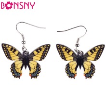 Bonsny-pendientes colgantes de mariposa para mujer, aretes grandes y largos de arte acrílico, amuleto Animal, joyería para mujer, accesorios 2016 2024 - compra barato