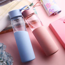 Candy Color Glass Water Bottle Portable My Water Bottle With Silicone Sleeve Drinkware Sport Bicycle Bottles For water A1998c 2024 - buy cheap