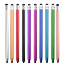 10 cores redondas pontas duplas capacitivas caneta de tela sensível ao toque ponta dupla caneta stylus de metal para celular smartphone tablet pc 2024 - compre barato