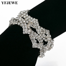 YFJEWE-pulsera Retro de estilo clásico para mujer, cadena de eslabones de cristal plateado, joyería de novia y moda para boda, regalo, venta al por mayor, B173 2024 - compra barato