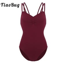 TiaoBug Mulheres Adulto Spaghetti Criss Cross Construído Em Bra Prateleira Ballet Ginástica Collant Bodysuit Mulheres Sexy Dancewear 2024 - compre barato