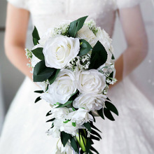 Искусственные розы Европейский Свадебный букет водопад Свадебные украшения Свадебные букеты ручной работы ASD037 2024 - купить недорого