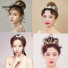 HIMSTORY New Baroque Bridal Tiara Swan Crown Wedding Hair Accessories Gorgeous Bride Princess Headwear Imitation Pearls Hairwear 2024 - buy cheap