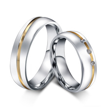 Anillo de boda para hombre y mujer, sortija de compromiso de acero inoxidable, Circonia cúbica AAA +, 316L, titanio, venta al por mayor 2024 - compra barato