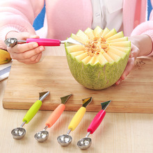 Двойная головка, ложка-совок, ложка для мороженого, сделай сам, искусственный нож для резки арбуза, дыни, фруктов 2024 - купить недорого