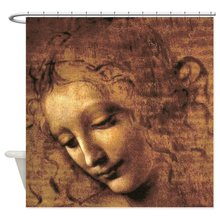 Cortina de ducha de tela decorativa Leonardo Da Vinci La Scapigliata 2024 - compra barato