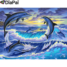 DIAPAI 100% Full Square/Round Drill 5D DIY Diamond Painting "Dolphin sea sunset" Diamond Embroidery Cross Stitch 3D Decor A18864 2024 - buy cheap