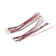Conector micro jst ph 1.25 fêmea e macho, conector com 2 pinos e cabos de 100mm e 95ae, 20 pares