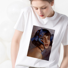 Женская футболка с коротким рукавом, белая тонкая футболка с абстрактным принтом для девушек, лето 2019 2024 - купить недорого