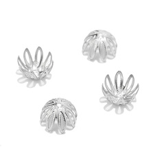 50 unids/lote de tapas de pan de flores huecas de acero inoxidable Chapado en plata, accesorios para hacer joyas DIY 2024 - compra barato