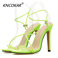 KNCOKAR-Sandalias puntiagudas con punta abierta para mujer, zapatos de ante, moda de verano, X1125 2024 - compra barato