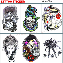 Nu-TATY временные тату с изображением слона, паука, боди-арт, флэш-наклейки для тату 21*15 см, водонепроницаемые татуировки для домашнего декора 2024 - купить недорого