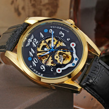 T-WINNER Luxury Brand Gold Automatic Mechanical Watches Men Skeleton Leather Self Wind Wrist Watch Men Clock Relogio Masculino 2024 - buy cheap