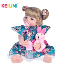 Nuevo estilo 22 "55 cm de cuerpo completo de silicona muñecas Reborn realista muñeca de bebé niña recién nacido con el pelo rubio chico Playmate juguete conejo 2024 - compra barato