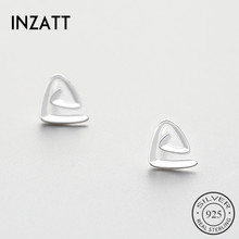 INZATT-pendientes de tuerca de triángulo en espiral para mujer, Plata de Ley 925 auténtica Punk, geométricos, accesorios de joyería, regalos 2024 - compra barato