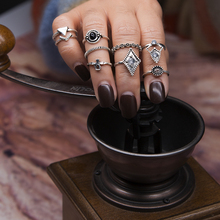 Idealway-Conjunto de anillos de dedo Vintage, conjunto de anillos de dedo antiguos, nudillos circulares, bohemios, Midi, joyería para fiesta en la playa, verano, 9 unids/set 2024 - compra barato