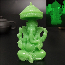 Glowing In The Dark Ganesha Buddha Statue Man-made Jade Stone Figurines Ornaments Elephant God Sculptures Home Garden Decoration 2024 - buy cheap