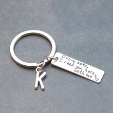 Letter A-Z Key Chain Drive Safe I Need You Here With Me Keychain Jewelry Engraved Bike Heart Keyring Llaveros Father's Day Gift 2024 - buy cheap