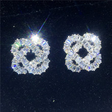 Vecalon Flower shape earring Clear AAAAA Zircon 925 Sterling silver Engagement wedding Stud Earrings for women Bridal Jewelry 2024 - buy cheap