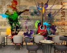 Обои beibehang 3d на стену, ретро, винтажная, рок, музыка, деревянная фреска, 3d фон, настенная бумага, настенная 3d Фреска 2024 - купить недорого