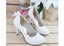 new 2014 women pumps party Wedding High Heels Shoes PU Leather Women's Platform shoes bowknot spring/summer free shipping NX054 2024 - купить недорого