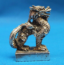 Estatua de dragón plateado tibetano antiguo, artesanía de metal para Decoración 2024 - compra barato
