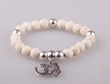 Free Shipping Fashion 8mm natual semi precious stone bracelet with OM pendant charm women or men metal Bracelets 2024 - buy cheap