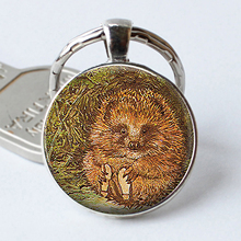 Mr Pricklepin Keychain Hedgehog Keyring Cabochon Story Book Glass Beatrix Potter Gift Key Chain Ring 2024 - buy cheap