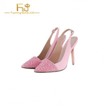 FSJ Pink Bridesmaid Wedding Pumps Elegant Pointed Toe Stiletto Heel Buckle Strap Ladies Party Banquet Shoes 2021 Autumn Spring 2024 - buy cheap