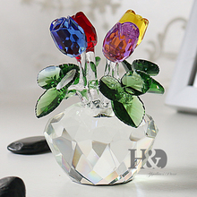 H&D Gift for Mother's Day Crystal Cut Multi-Color Rose Flower Figurines Wedding Xmas Gifts Souvenir Home Decor Table Decoration 2024 - buy cheap