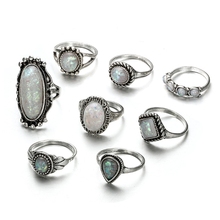 Conjunto de anillos para apilar, anillos por encima de los nudillos, bohemios, Vintage, 8 Uds. 2024 - compra barato
