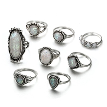 Bohemian Vintage 8pcs Boho Opal Stone Finger above Knuckle Band Midi Rings Stacking Ring Set 2024 - buy cheap