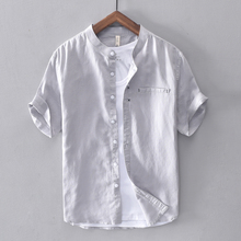 Suehaiwe marca camisas de linho dos homens verão camisa de manga curta dos homens sólida camisa de moda masculina topos camisas casuais para homens 2024 - compre barato