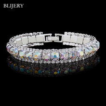 BLIJERY Silver Plated Wedding Bridal Crystal Bracelets Charm Colorful Rhinestone Chain Link Bracelets & Bangles For Women Femme 2024 - buy cheap