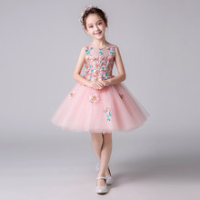 Великолепное красивое розовое платье принцессы с цветочным узором для девочек; Детское праздничное платье без рукавов с вышивкой; Вечерние платья для выступлений; De Daminha 2024 - купить недорого