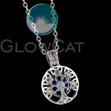 R-K929 Rhinestone Round Tree Beads Cage Pendant Essential Oil Diffuser Aromatherapy Pearl Cage Locket Necklace 2024 - buy cheap