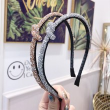 High-end hair accessories women's rhinestones full diamond side knotted fine-brimmed headband headband Girl's hair band Headwear 2024 - buy cheap