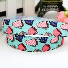 7/8'' Free shipping cup printed grosgrain ribbon hairbow headwear party decoration diy wholesale 22mm S491 2024 - buy cheap