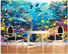 Papel pintado con foto personalizada para pared, mural 3d, tridimensional, bajo el agua, Delfín, payaso, pez, decoración 2024 - compra barato