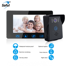 Проводной видеодомофон Saful, 7-дюймовый ЖК-экран, ИК-видеодомофон с ночным видением, дверной звонок с защитой от дождя для дома 2024 - купить недорого