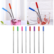 4Pcs Reusable Silicone Tips Cover Stainless Steel Straight Bent Drinking Straws With Bag Brush Metal Straw With Brush Set 2024 - buy cheap
