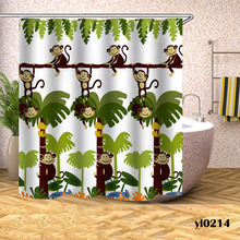 Monkey Shower Curtains Animals Waterproof Bath Curtains For Bathroom Bathtub Large Wide Bathing Cover Home Cortina De Chuveiro 2024 - buy cheap